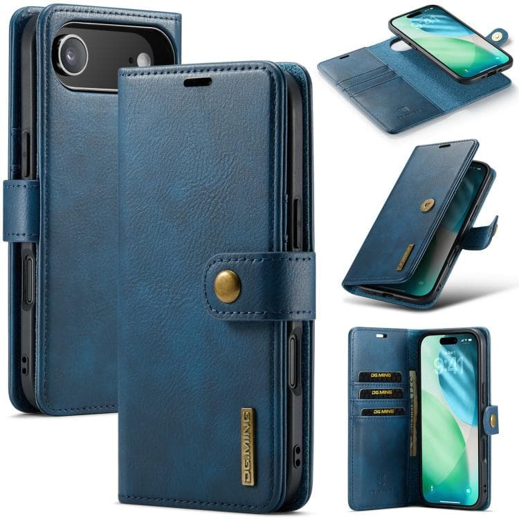 For iPhone Air DG.MING Crazy Horse Texture Detachable Magnetic Leather Phone Case(Blue) - Immagine 1