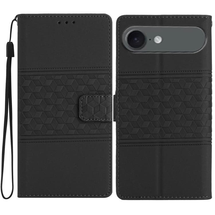 For iPhone Air Diamond Embossed Skin Feel Leather Phone Case(Black) - Immagine 1