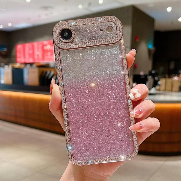For iPhone Air Diamond Gradient Glitter Plated TPU Phone Case(Pink) - Immagine 1