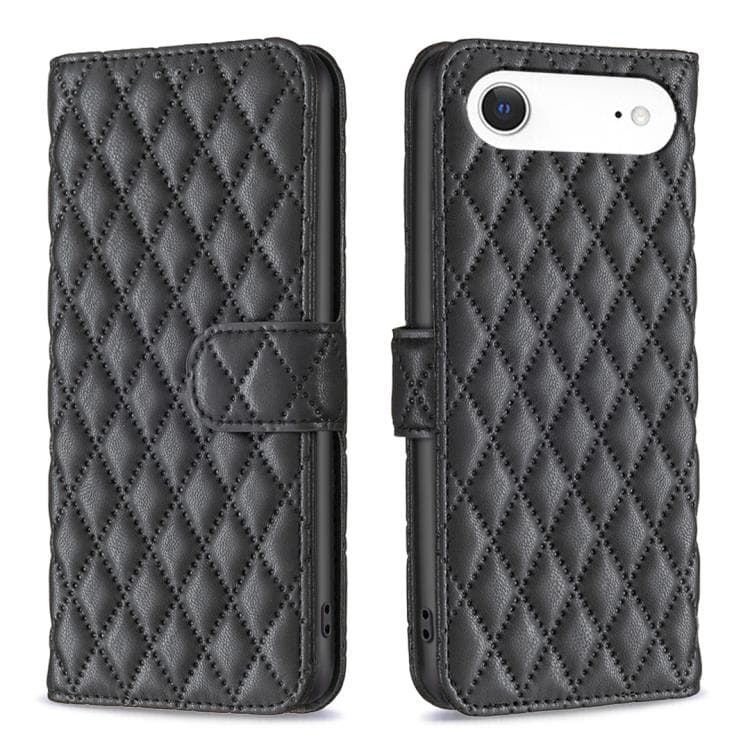 Custodia in pelle con cerniera a rombi per iPhone Air (Nero) - Immagine 1
