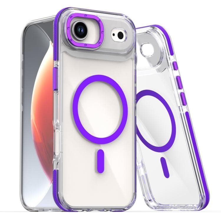 For iPhone Air Dual-Color Clear Acrylic Hybrid TPU MagSafe Phone Case(Purple) - Immagine 1
