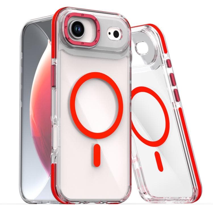 For iPhone Air Dual-Color Clear Acrylic Hybrid TPU MagSafe Phone Case(Red) - Immagine 1