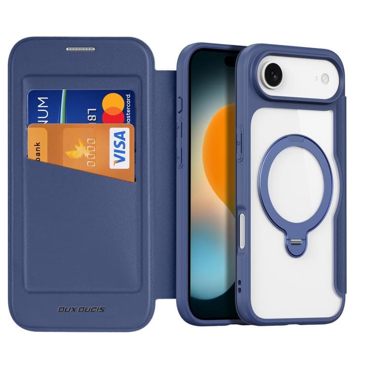 For iPhone Air DUX DUCIS Skin X Pro Series MagSafe Ring Holder Leather Phone Case(Blue) - Immagine 1