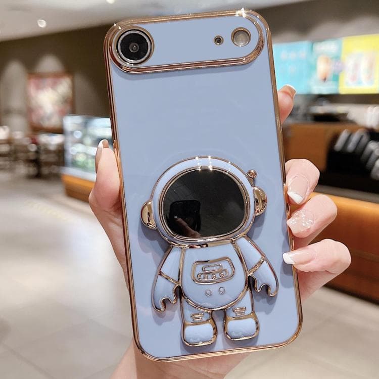 For iPhone Air Electroplating Astronaut Holder Phone Case(Blue) - Immagine 1