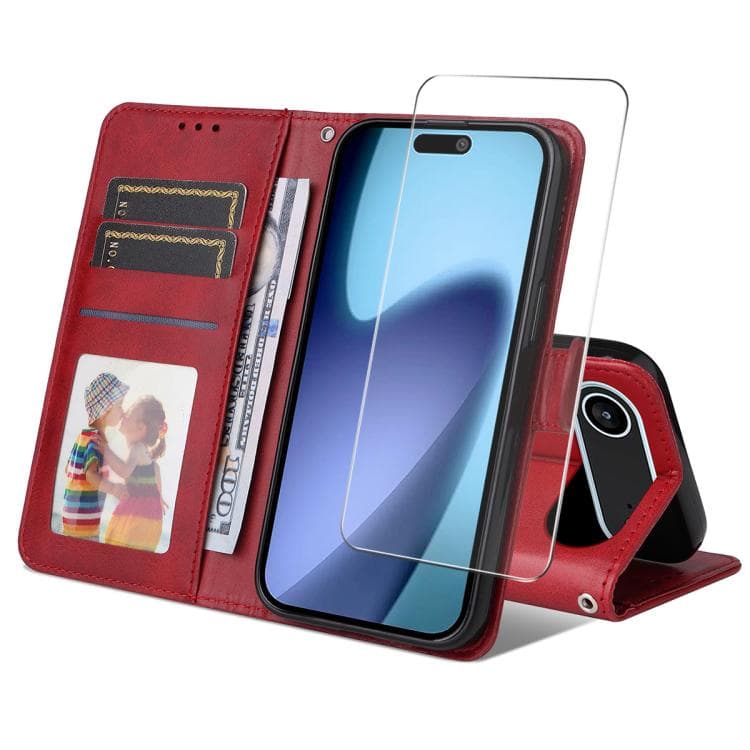 For iPhone Air ENKAY Card Wallet Calf Texture Leather Phone Case with Thickened Glue No White Edge Film(Red) - Immagine 1