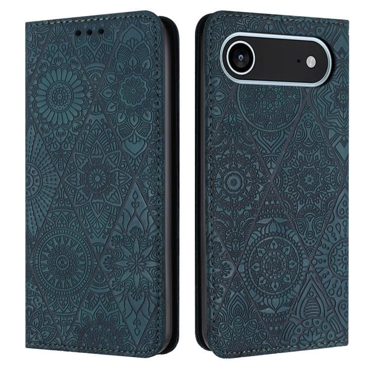 For iPhone Air Ethnic Embossed Adsorption Leather Phone Case(Blue) - Immagine 1