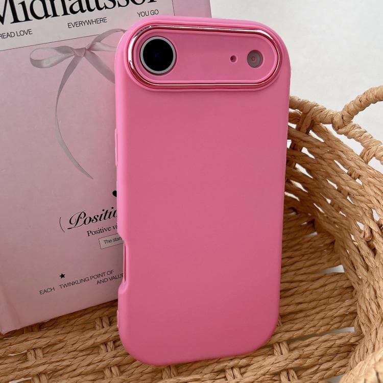 For iPhone Air Fat Dun Solid Color Metal Photo Frame TPU Phone Case(Rose Red) - Immagine 1