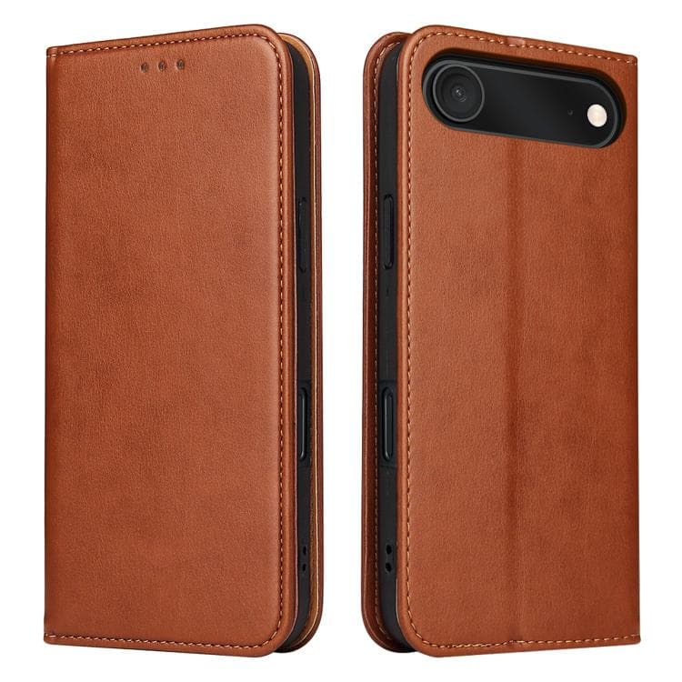For iPhone Air Fierre Shann PU Genuine Leather Texture Phone Case(Brown) - Immagine 1