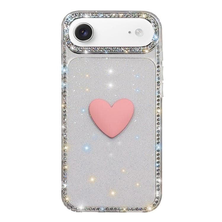 For iPhone Air Flash Rhinestone Double-sided IMD Love Heart Phone Case(Glitter Transparent) - Immagine 1