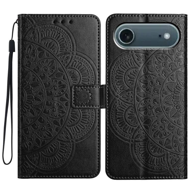 For iPhone Air Flower Embossed Leather Phone Case(Black) - Immagine 1