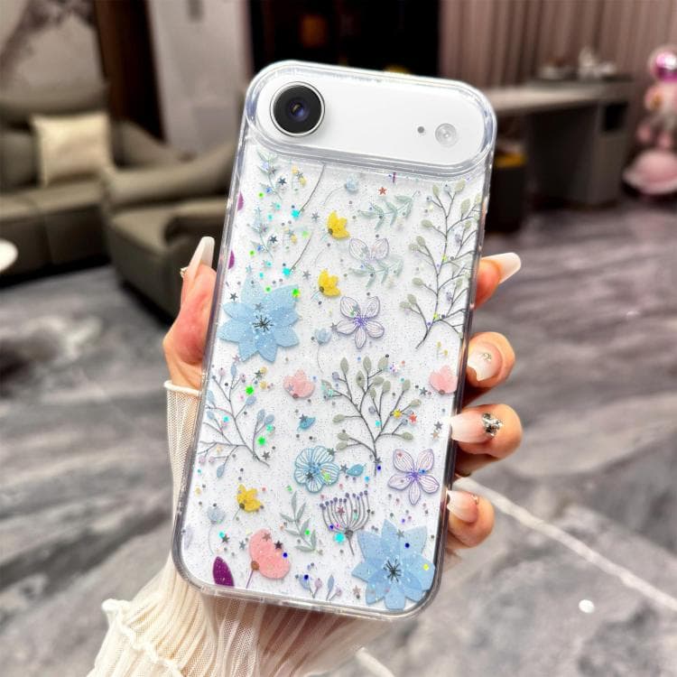 For iPhone Air Fresh Small Floral Epoxy TPU Phone Case(D05 Blue Floral) - Immagine 1