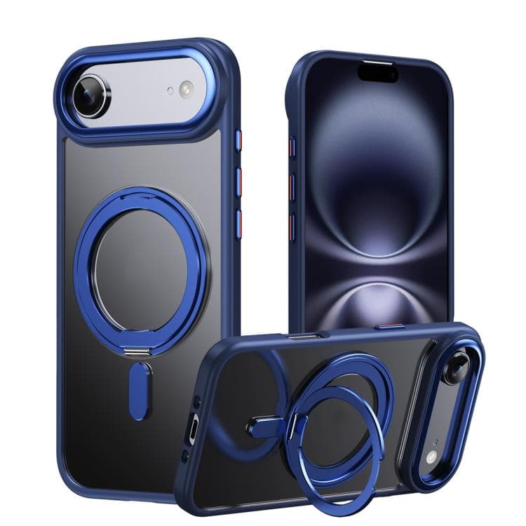 For iPhone Air Frosted 360 Degree MagSafe Magnetic Holder Phone Case(Blue) - Immagine 1