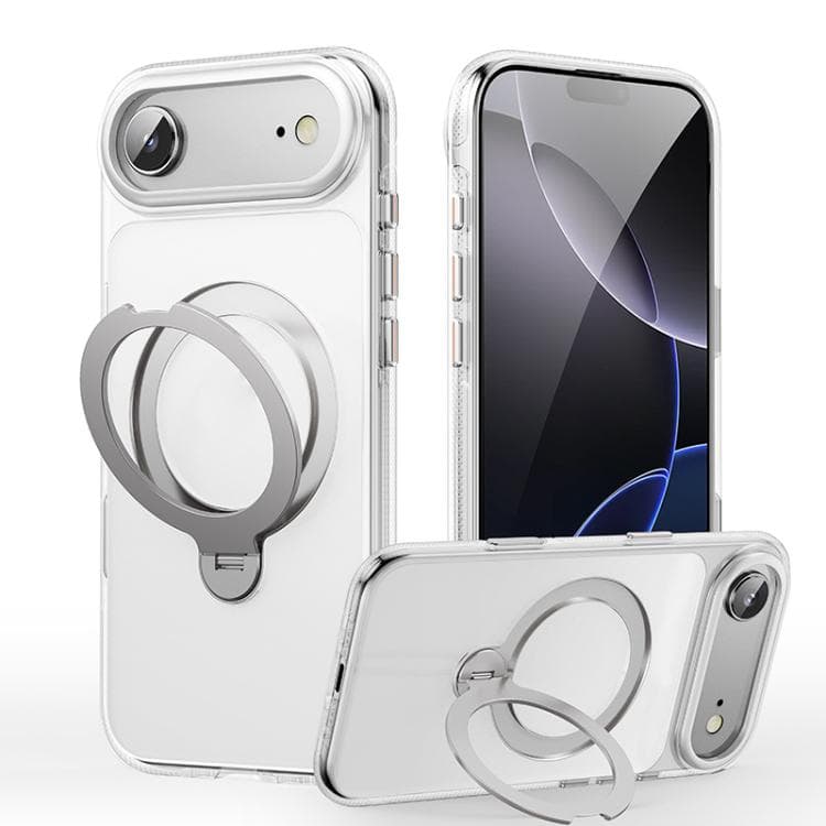 For iPhone Air Gear-Style Stress Relief 360 Rotation Holder MagSafe Phone Case(Transparent) - Immagine 1