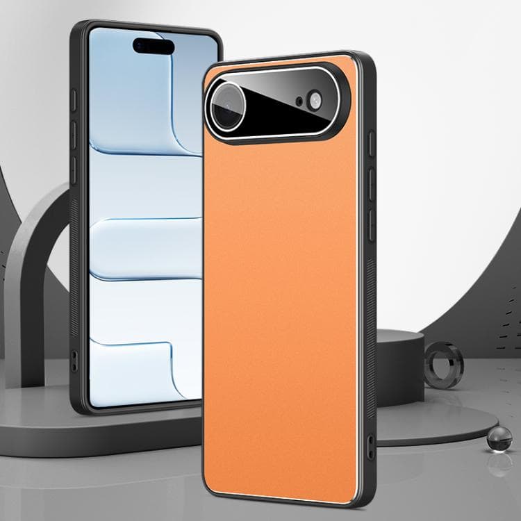 Custodia per iPhone Air Golden Shield con pellicola metallica satinata per lente (Arancione) - Immagine 1