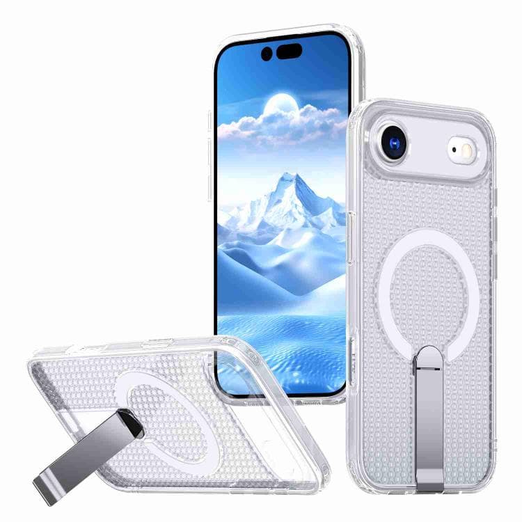 For iPhone Air Honeycomb Cooling MagSafe Holder Phone Case(Frosted Transparent) - Immagine 1