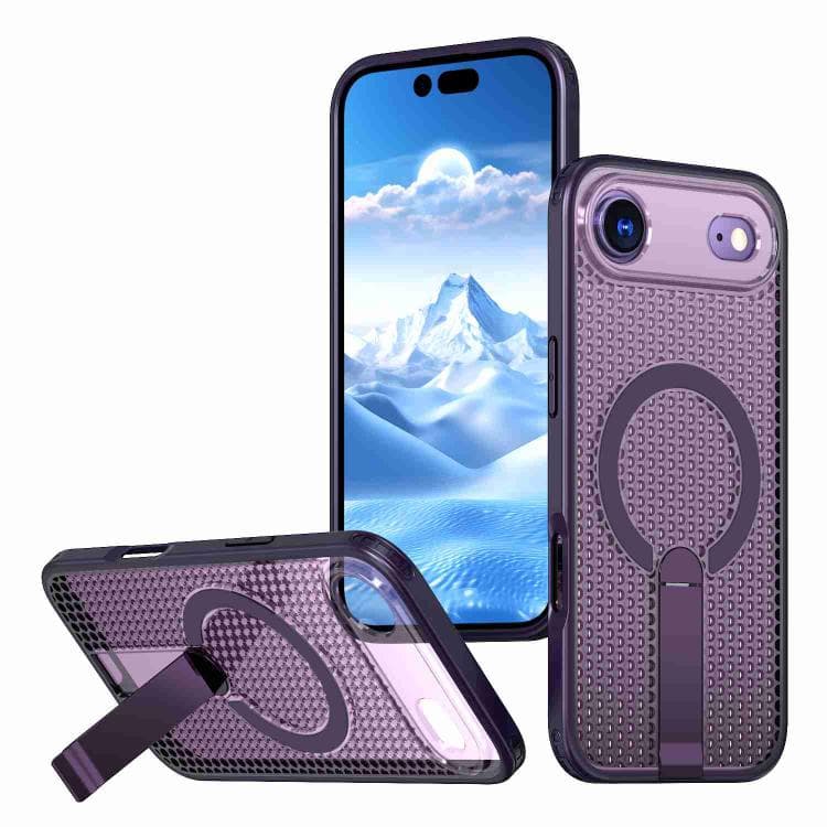 For iPhone Air Honeycomb Cooling MagSafe Holder Phone Case(Purple) - Immagine 1