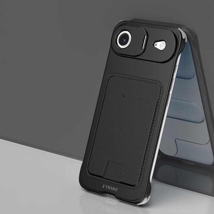 For iPhone Air J TRIBE Metal Frameless Card Slot Lens Holder Phone Case(Black) - Immagine 1