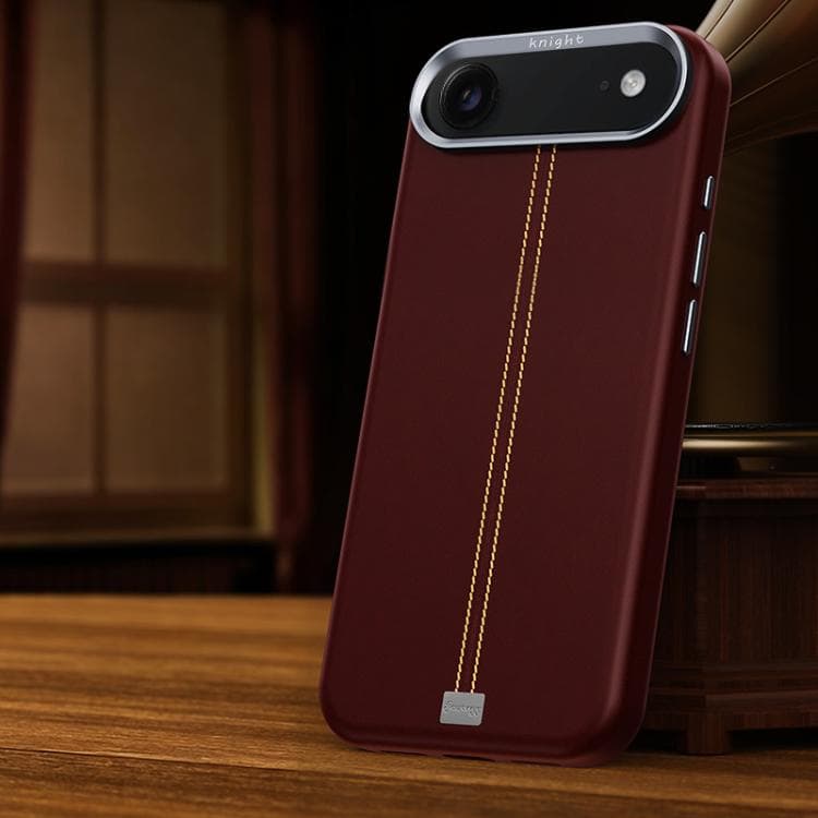 For iPhone Air Jazz Series Retro Vegan Leather Textured Metal Frame Magnetic Phone Case(Red) - Immagine 1