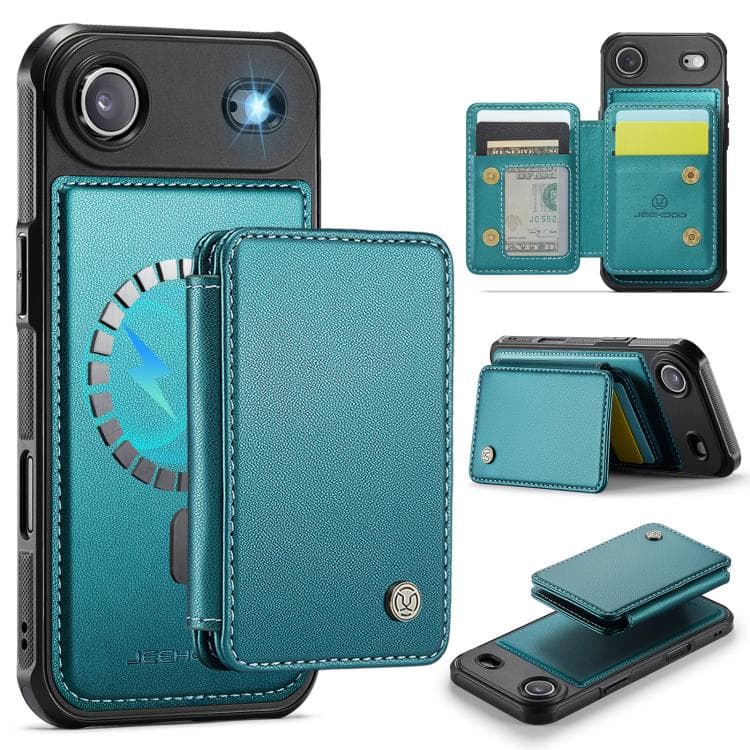 For iPhone Air JEEHOOD J05 Business Magnetic Style RFID Leather Phone Case(Blue Green) - Immagine 1