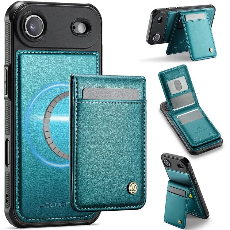 For iPhone Air JEEHOOD J06 British Style RFID MagSafe Card Bag PU Phone Case(Green) - Immagine 1