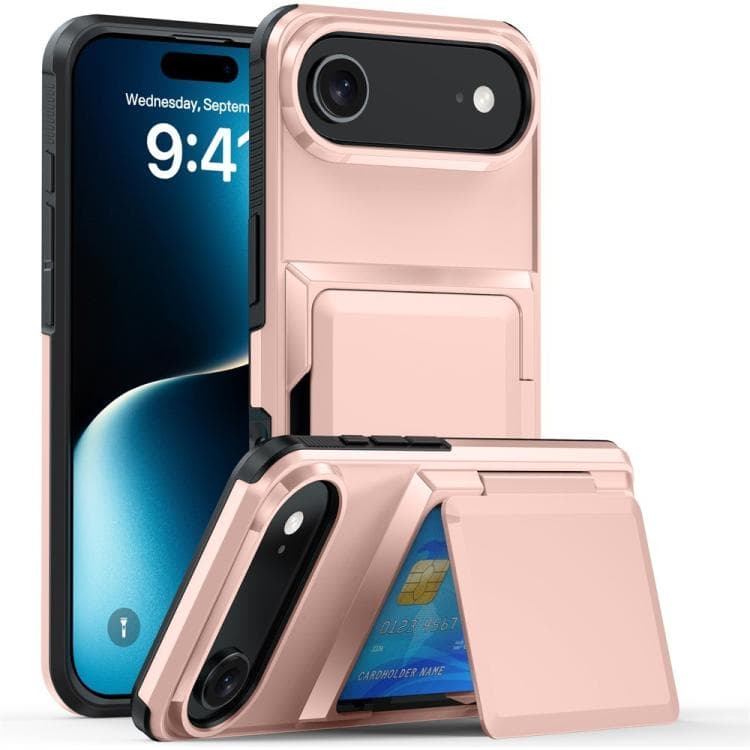 For iPhone Air Kalebol Flip Card Wallet Holder Shockproof Phone Case(Rose Gold) - Immagine 1
