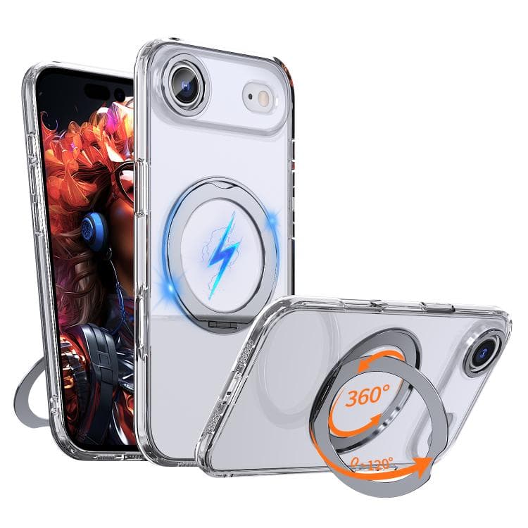 For iPhone Air kalebol MagSafe Metal Ring Holder Phone Case(Transparent) - Immagine 1