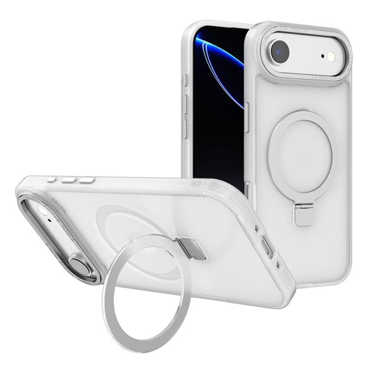 For iPhone Air Kalebol Metal Lens Frame MagSafe Holder Frosted PC Phone Case(Frosted White) - Immagine 1