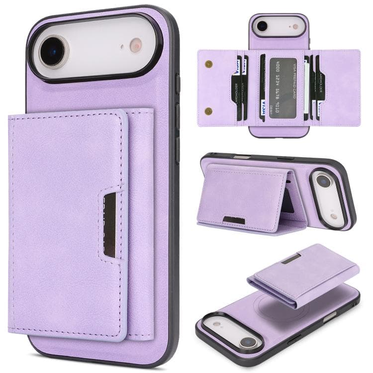 For iPhone Air Kalebol Strong Magnetic MagSafe Tri-Fold Wallet Leather Phone Case(Purple) - Immagine 1