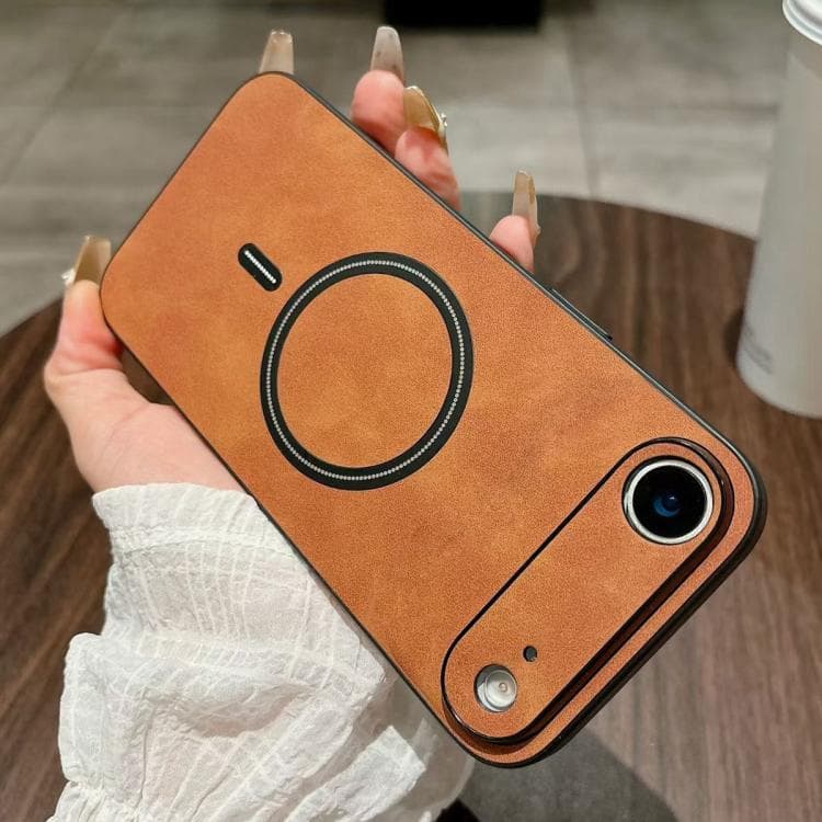 For iPhone Air Lambskin Faux Leather Magnetic Phone Case(Light Brown) - Immagine 1