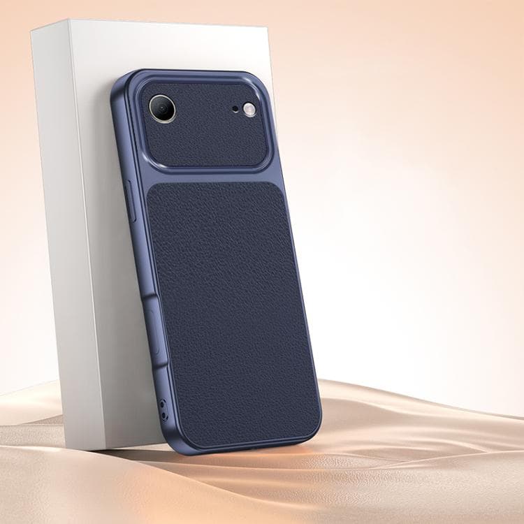 Fodero in pelle di agnello per iPhone Air Serie, antiurto con sensazione tattile (Blu scuro) - Immagine 1