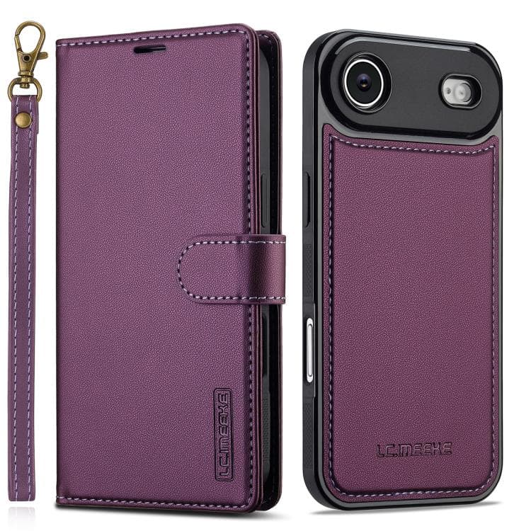 For iPhone Air LC.IMEEKE L2 Series Detachable Magsafe PU Phone Case with Lanyard(Purple) - Immagine 1