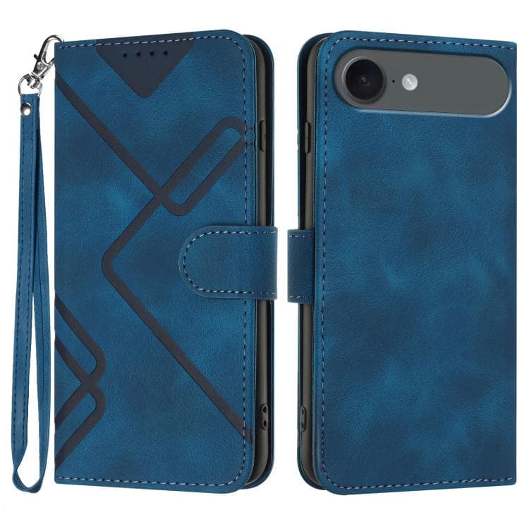 For iPhone Air Line Pattern Skin Feel Leather Phone Case(Royal Blue)