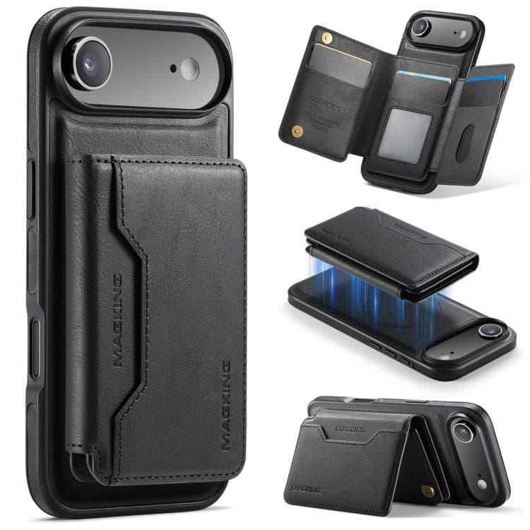 For iPhone Air MAGKING K3 Series MagSafe RFID K3 Pro Card Bag Detachable Phone Case(Black) - Immagine 1
