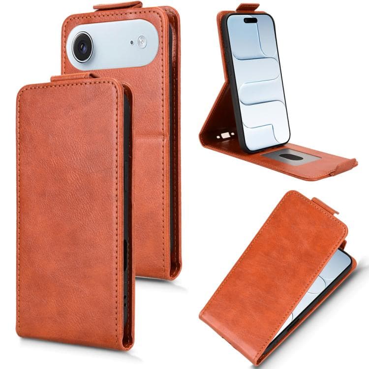 For iPhone Air Magnetic Vertical Flip Leather Phone Case with Buckle(Brown) - Immagine 1