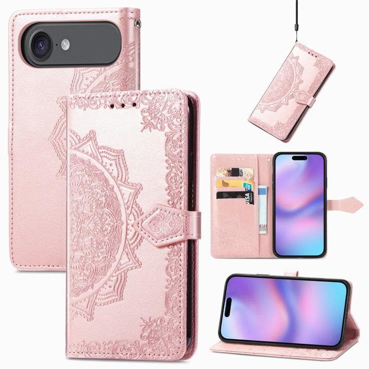 For iPhone Air Mandala Flower Embossed Leather Phone Case(Rose Gold) - Immagine 1