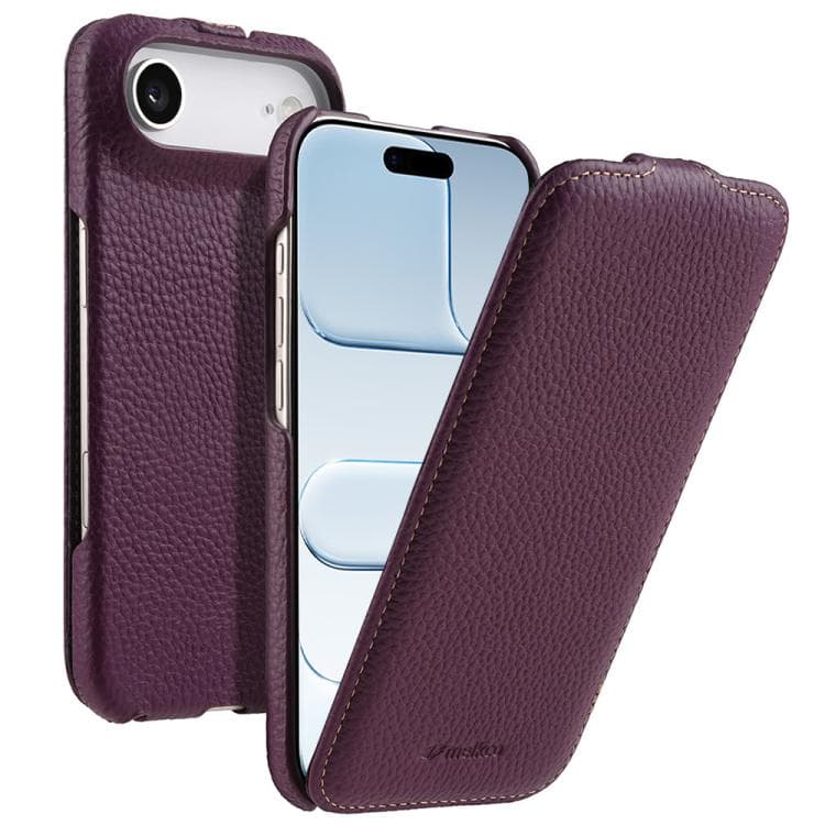 For iPhone Air melkco Litchi Texture Vertical Flip Magnetic Genuine Leather Phone Case(Purple) - Immagine 1