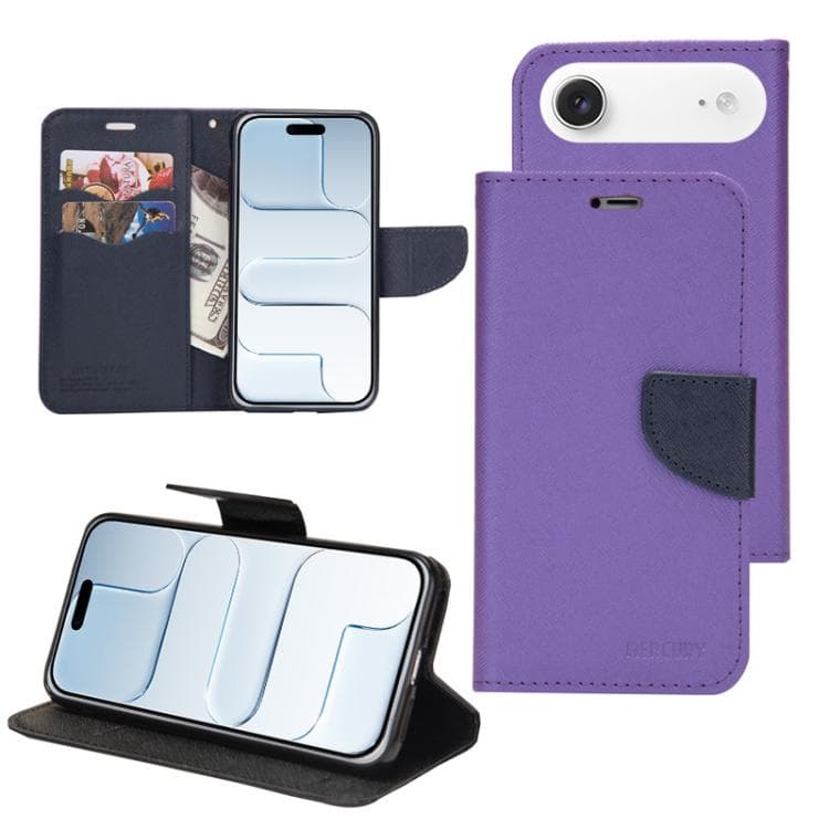 For iPhone Air Mercury Contrast Color Splicing Leather Phone Case(Purple) - Immagine 1