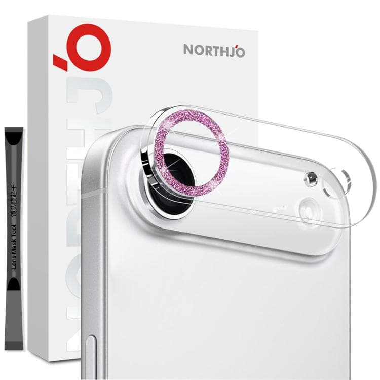For iPhone Air NORTHJO Camera Lens Protector Glitter Ring 3D Tempered Glass Film(Pink) - Immagine 1