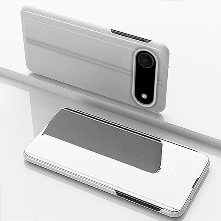 For iPhone Air Plated Mirror Horizontal Flip Leather Phone Case with Holder(Silver) - Immagine 1