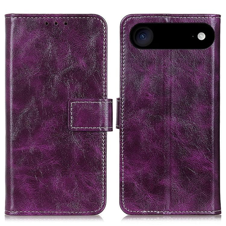 Fodero in pelle orizzontale a scatto con texture Crazy Horse per iPhone Air (viola) - Immagine 1