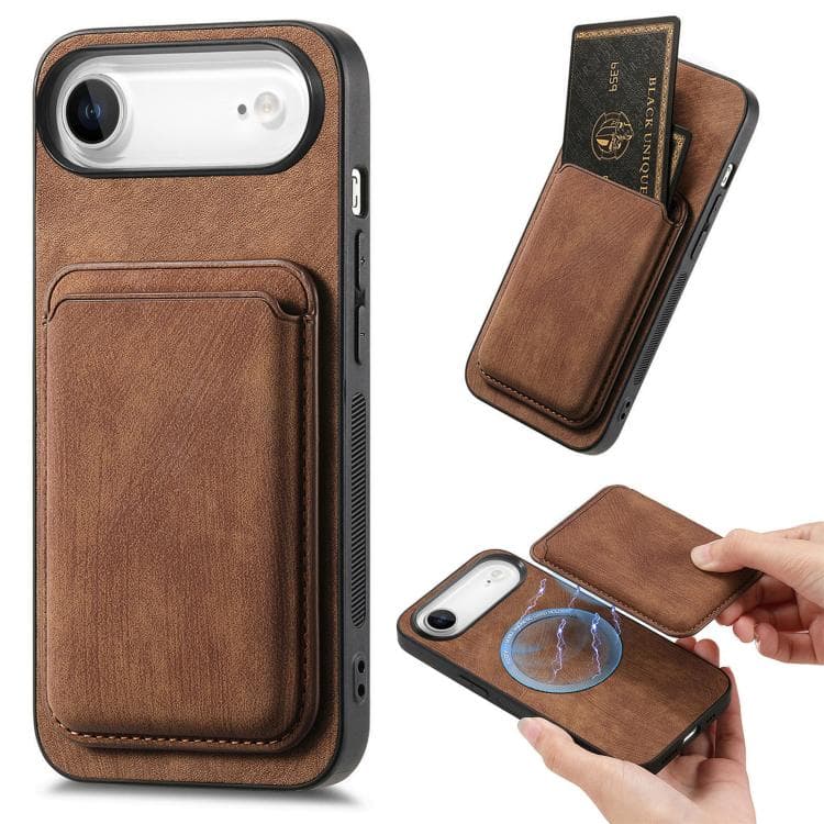 For iPhone Air Retro Leather Card Bag Magnetic Phone Case(Brown) - Immagine 1