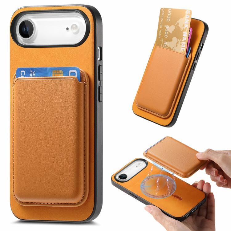 For iPhone Air Retro Magsafe Card Bag PU Back Cover Phone Case(Yellow) - Immagine 1