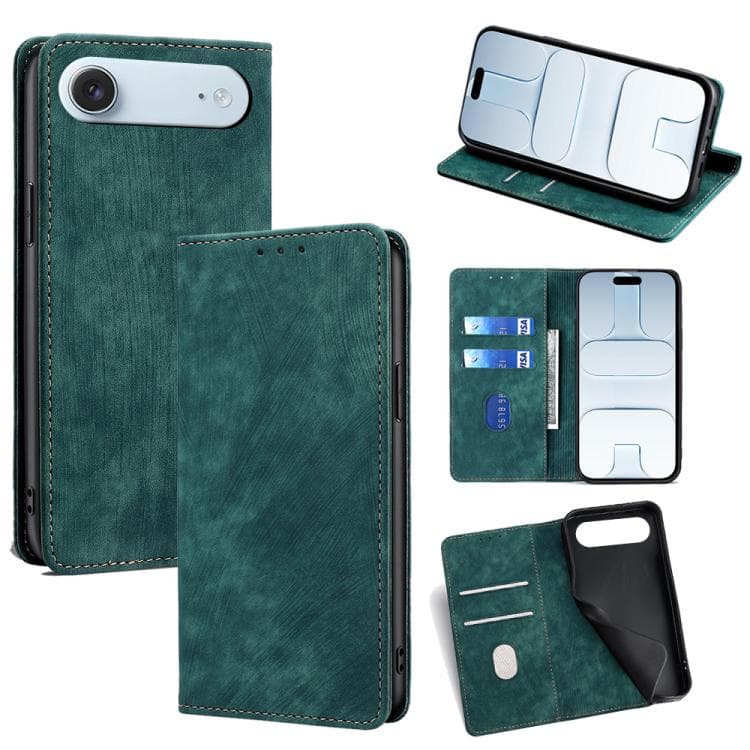 For iPhone Air RFID Anti-theft Brush Magnetic Leather Phone Case(Green) - Immagine 1