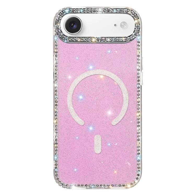 For iPhone Air Rhinestone Dual-side IMD PC Hybrid TPU Magnetic Phone Case(Glitter Light Purple) - Immagine 1