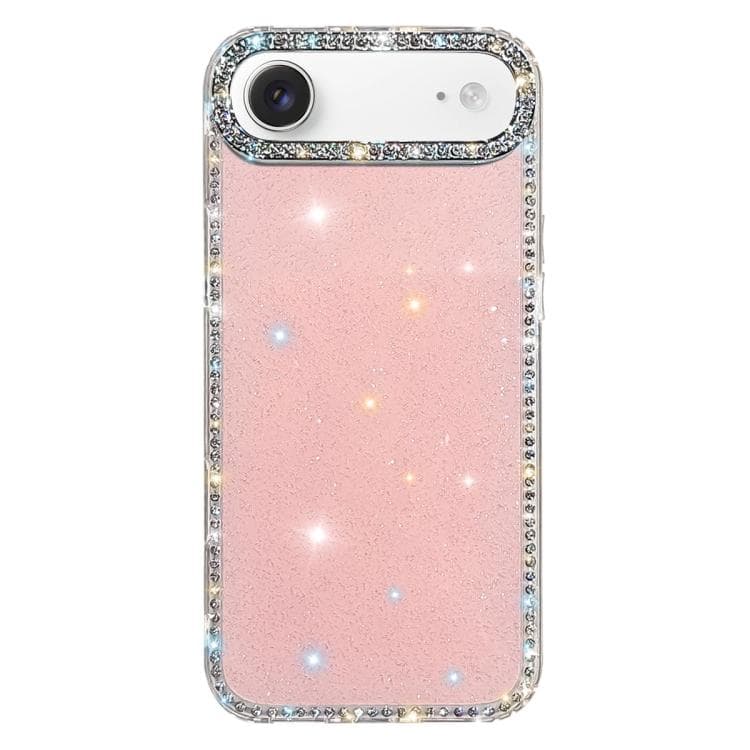 For iPhone Air Rhinestone Dual-side IMD PC Hybrid TPU Phone Case(Glitter Light Pink) - Immagine 1
