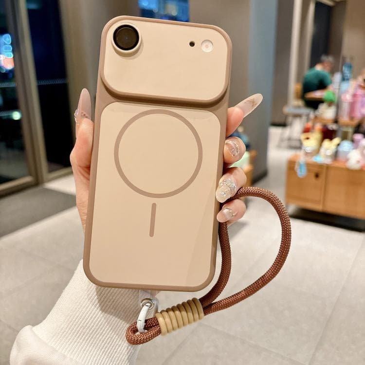 For iPhone Air Shield Contrast Color Magnetic Phone Case with Lens Protector and Wrist Strap(Gold) - Immagine 1