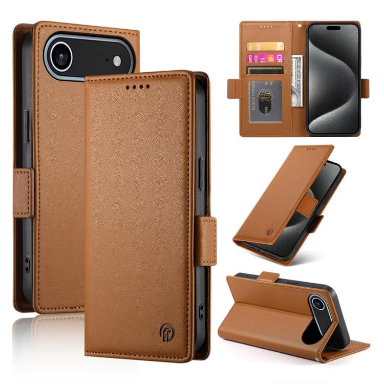 For iPhone Air Side Buckle Magnetic Frosted Leather Phone Case(Brown) - Immagine 1
