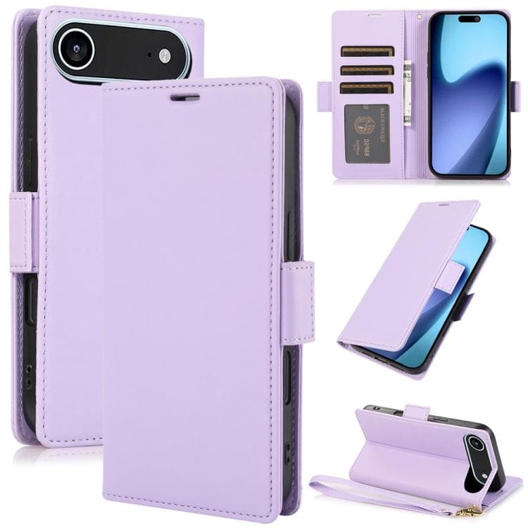 For iPhone Air Side Buckle RFID Anti-theft Leather Phone Case(Light Purple) - Immagine 1