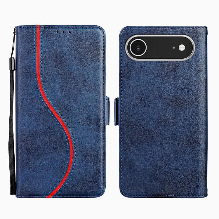 For iPhone Air Side Buckle S Curve Leather Phone Case(Blue) - Immagine 1