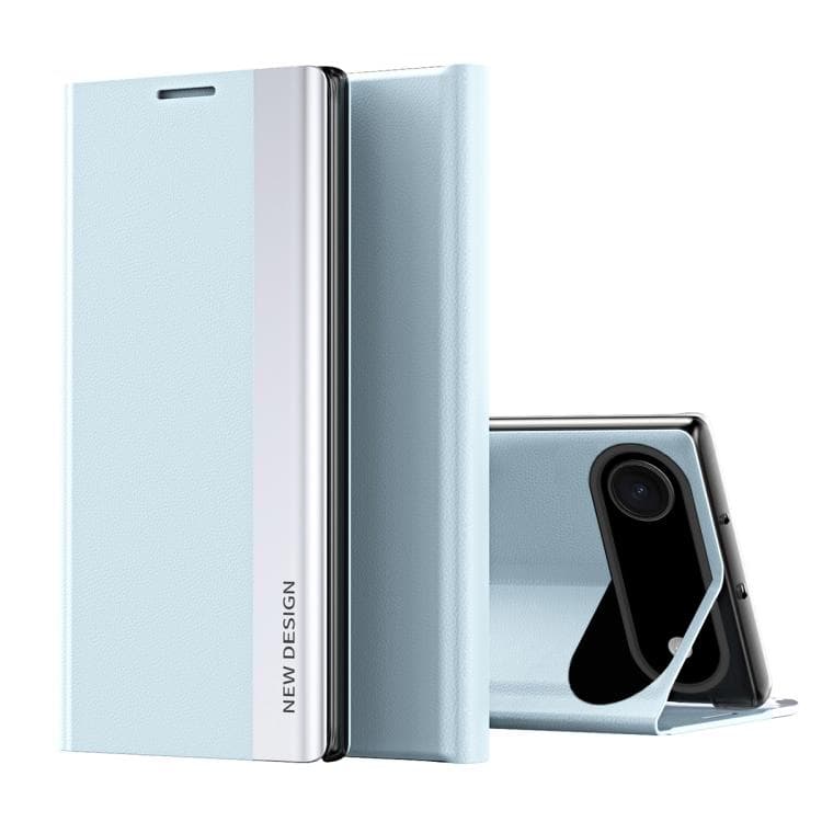 For iPhone Air Side Electroplated Adsorption Leather Phone Case(Light Blue) - Immagine 1